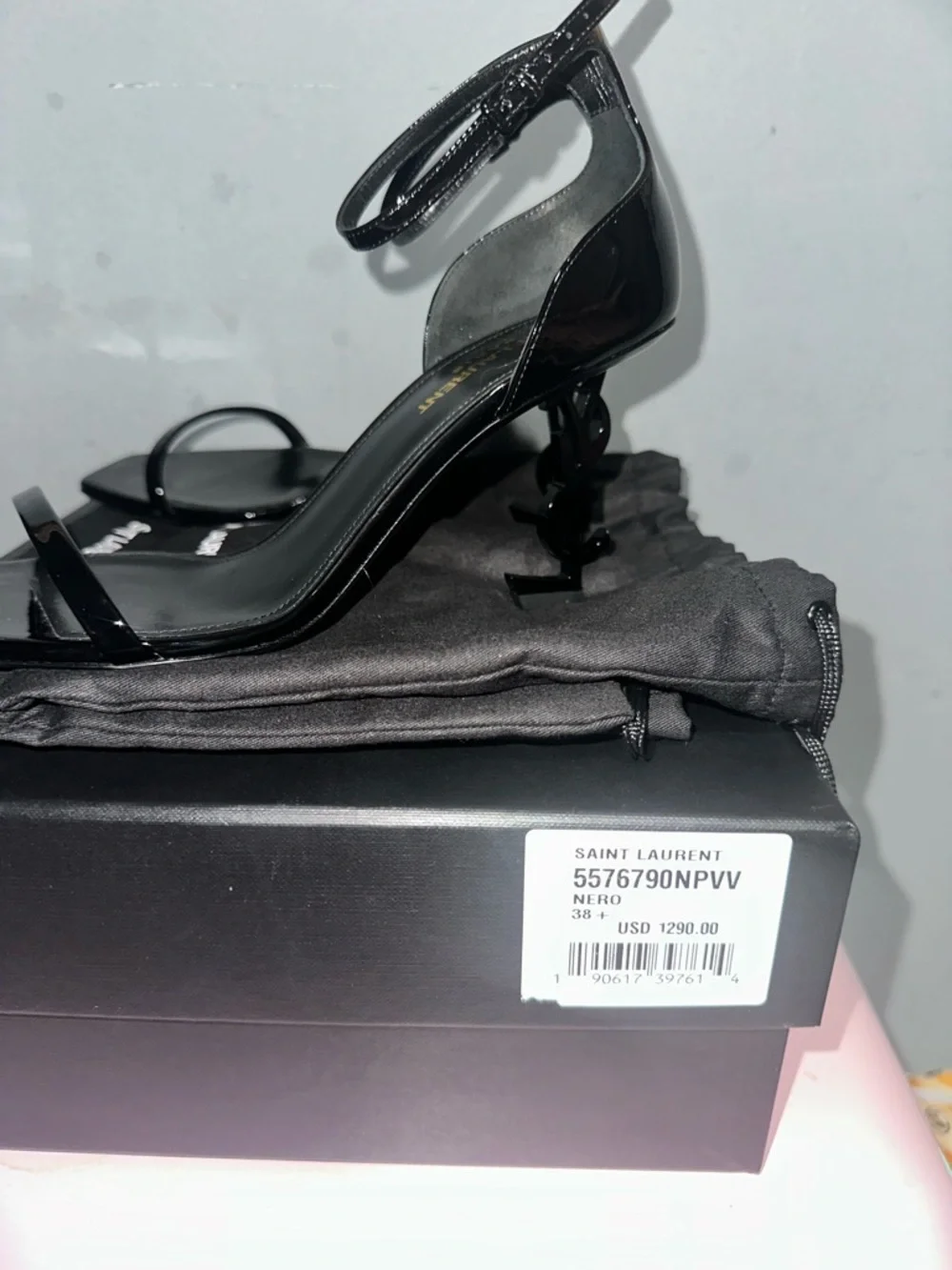 Saint Laurent Black Patent Leather Ankle-Strap Sandals - Picture 9 of 10